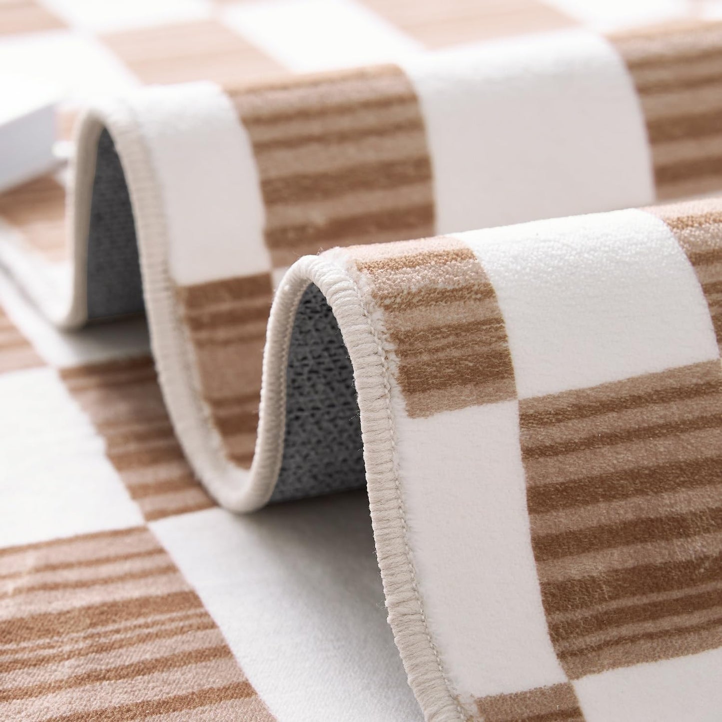 jinchan 5x7 Brown Checkered Area Rugs for Kids Room - Machine Washable Rug Modern Neutral Geometric Lattice Soft Non-Slip Carpet for Nursery Playroom Classroom Living Room Bedroom Home Office