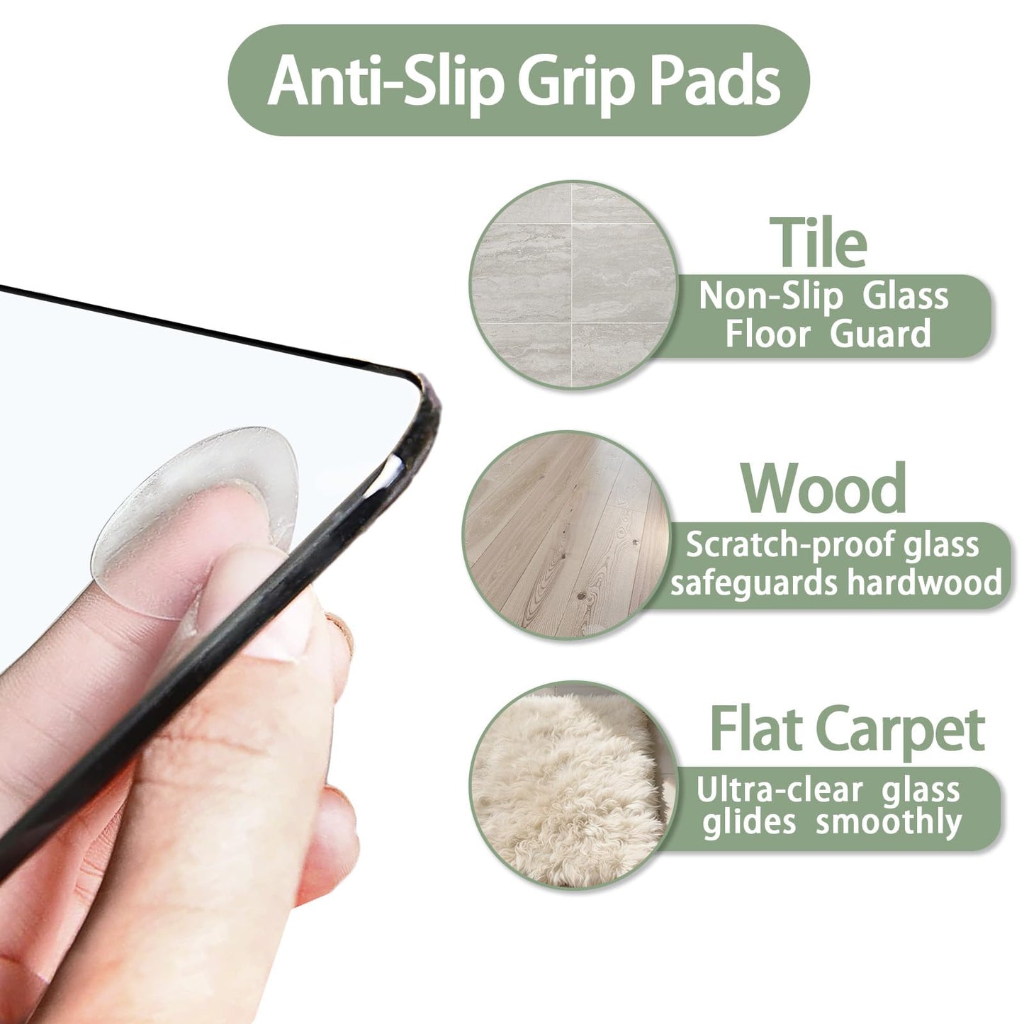 InfiniGlass Tempered Glass Chair Mat 46"x36" – Ultra-Clear Office Chair Mat for Hardwood Floors & Low-Pile Carpets – Heavy-Duty 0.2" Scratch-Resistant Surface with Non-Slip Pads – Supports 1,000 lbs