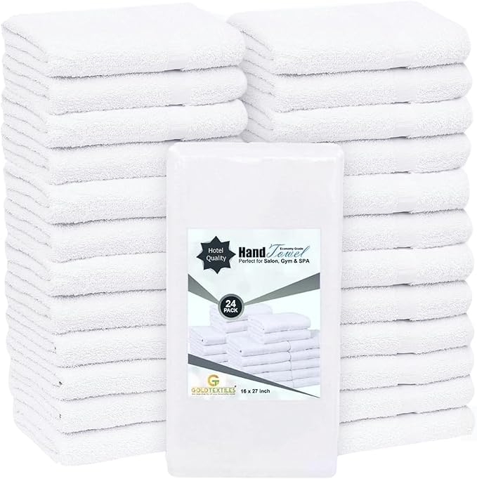 24 Pcs White 16x27 Inch Cotton Blend Economy Hand Towels Salon/Gym/Hotel Super