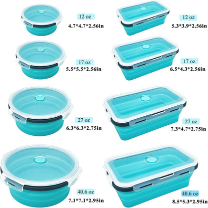 8 Collapsible Food Storage Containers With Lids, Rv Collapsible Bowls, Silicone Food Storage Containers, Camping Food Containers, Collapsible Containers for Food, Camping, Travel
