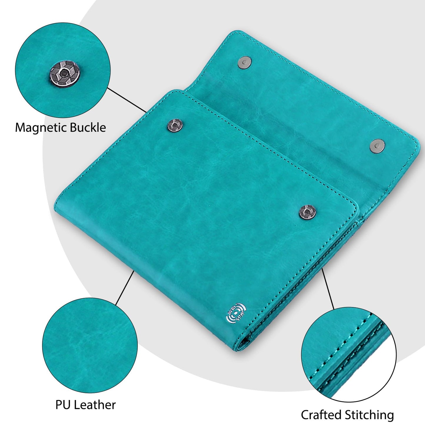 WALNEW RFID Passport Holder Travel Organizer, Fits International Driving Permit (IDP), PU Leather Document Holder for One Passport, Stylish Travel Accessory, Blue