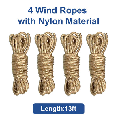 Eurmax USA 4 Pack Heavy Duty Ground Stakes,Industrial Grade Spiral Steel Screw-In Anchors with 4 Bonus Tie-Down Ropes,High Wind Stabilizing Kit for Trampolines,Dog Tie-Out,Canopies,Outdoor Sheds,Black