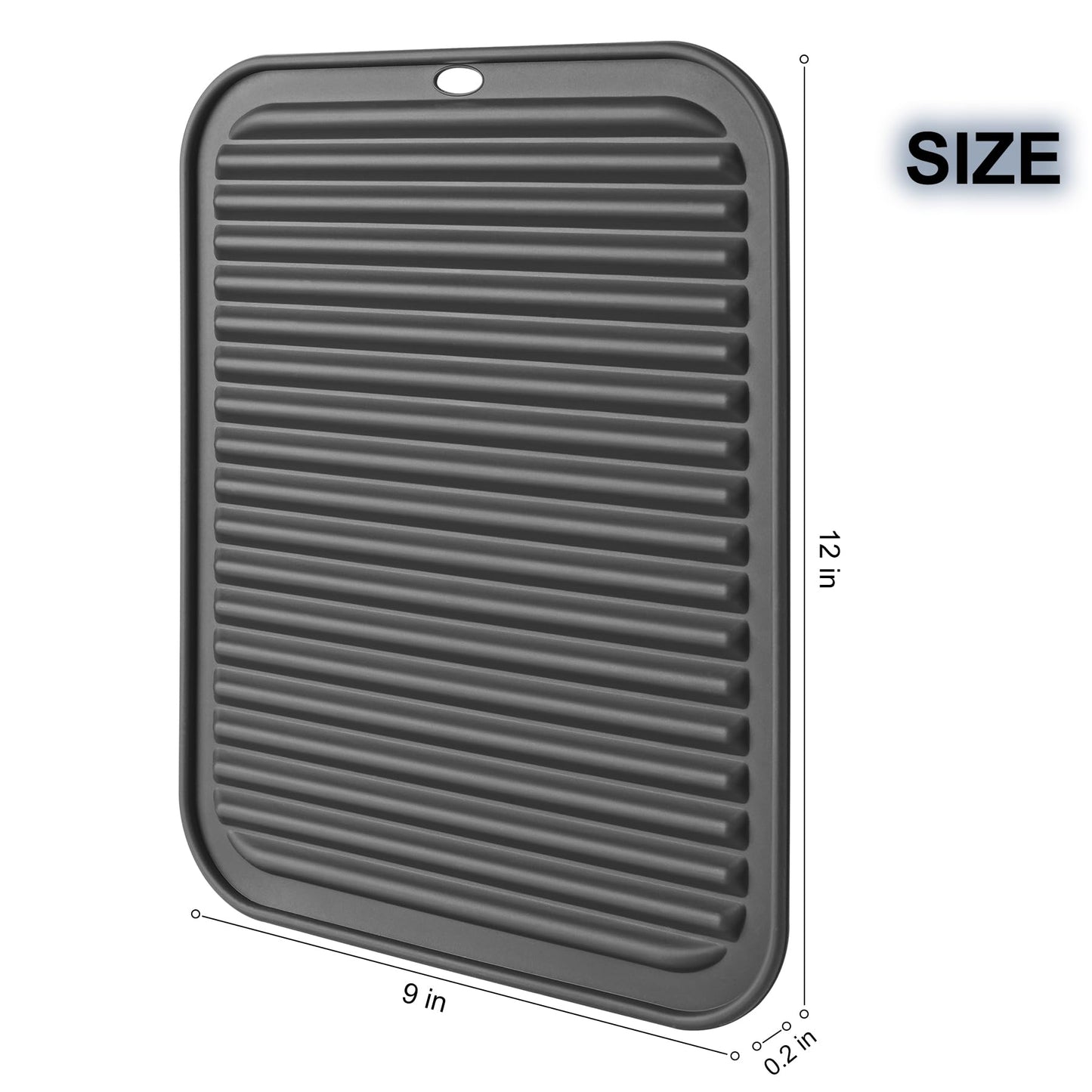 HOTEC 446℉ Heat Resistant BPA Free Silicone Trivets for Hot pots and Pans, for Kitchen Counter Dish Drying Mat, Set of 2 Dark Grey