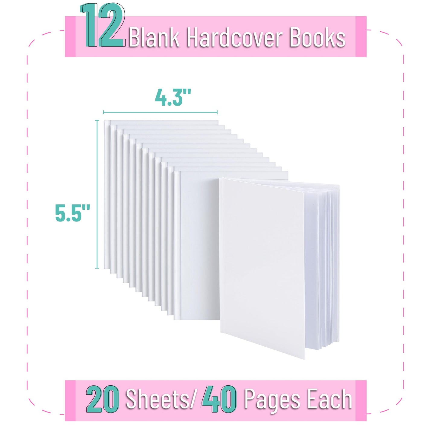 Mr. Pen- Blank Hardcover Books, 4.3" x 5.5", 40 Pages, 12 Pack, Blank Notebooks for Kids, Mini Notebooks for Kids