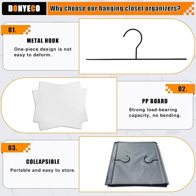 Hanging Closet Organizer and Storage 6-Shelf, Easy Mount Foldable Hanging