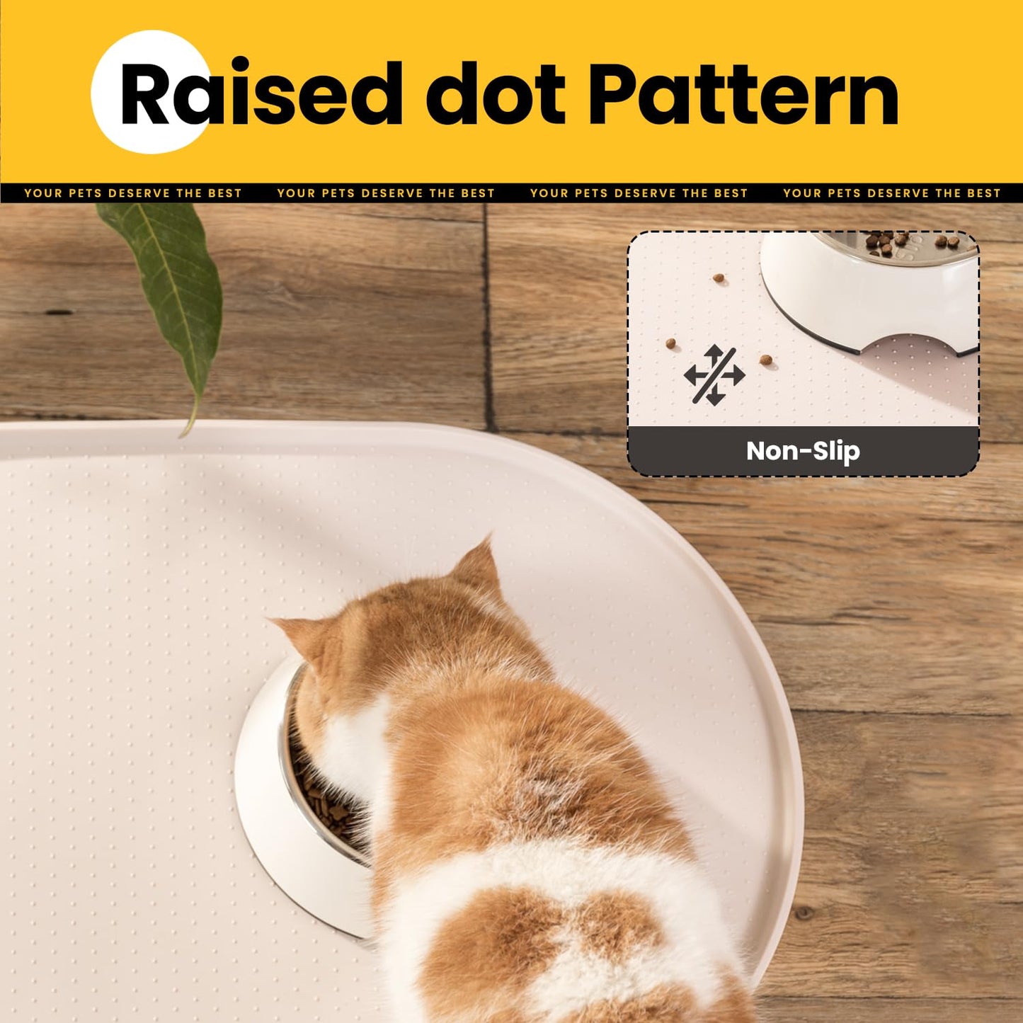 Conlun Dog Food Mat,1/2 Inch Raised Edges Cat Feeding Mat,BPA-Free Silicone Pet Mats for Floor Waterproof,Rubber Placemats for Food and Water Bowls(Natural Tan,18.9"x11.8")