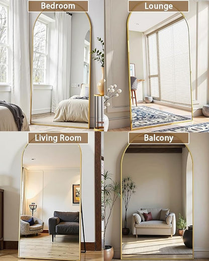 Full Length Mirror, Oversized 81"x41" Arched-Top Floor Mirror, Free Standing Mirrors, Modern Full Body Mirrors with Aluminum Alloy Frame for Bedroom,Living Room, Gold