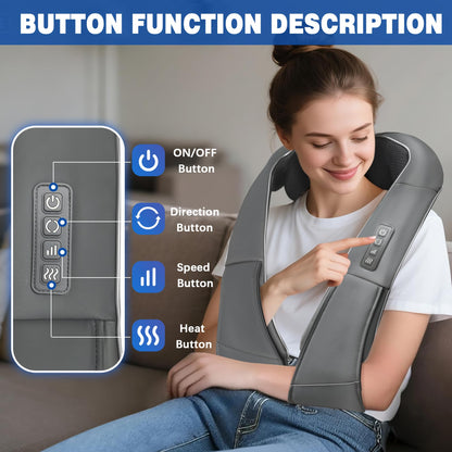 Joyset Shiatsu Neck and Back Massager with Heat,Electric Shoulder Massager for Pain Relief Deep Tissue,3D Kneading Massage with Cloth Cover Easy to Clean Best Gift for Men Women Parents