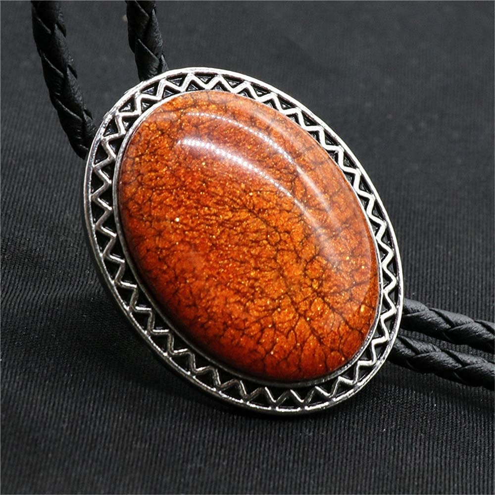Himongoo Bolo Tie for Men & Women – Orange Coral Stone Western Necklace, Adjustable Cowboy Wedding Jewelry