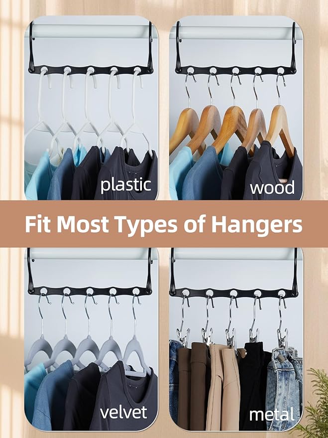 HOUSE DAY Space Saving Hangers Black, 16 Pack, Smart Closet Organizer Space