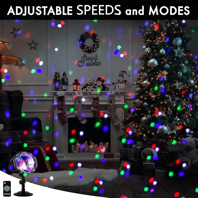 Christmas Snowfall Projector Lights, Multi Colors Holiday Lights with Remote Control, White Snow, Indoor Outdoor for Halloween Xmas Party Wedding Garden Landscape Decoration(Snow Spots)