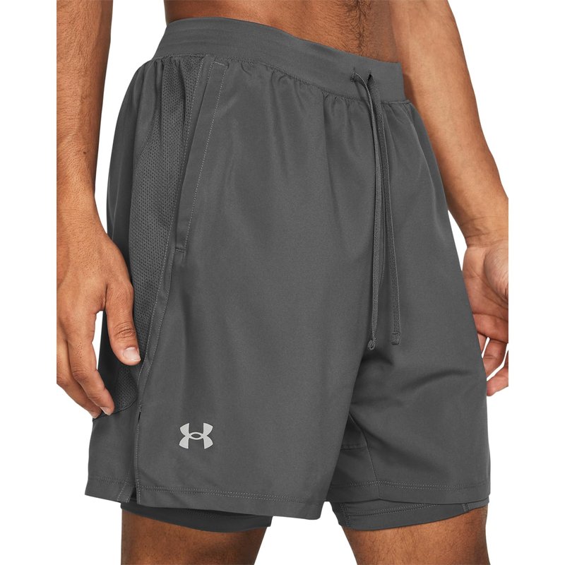 Under Armour Men's Launch Run 7-inch 2-in-1 Shorts, (025) Castlerock/Castlerock/Reflective, Large