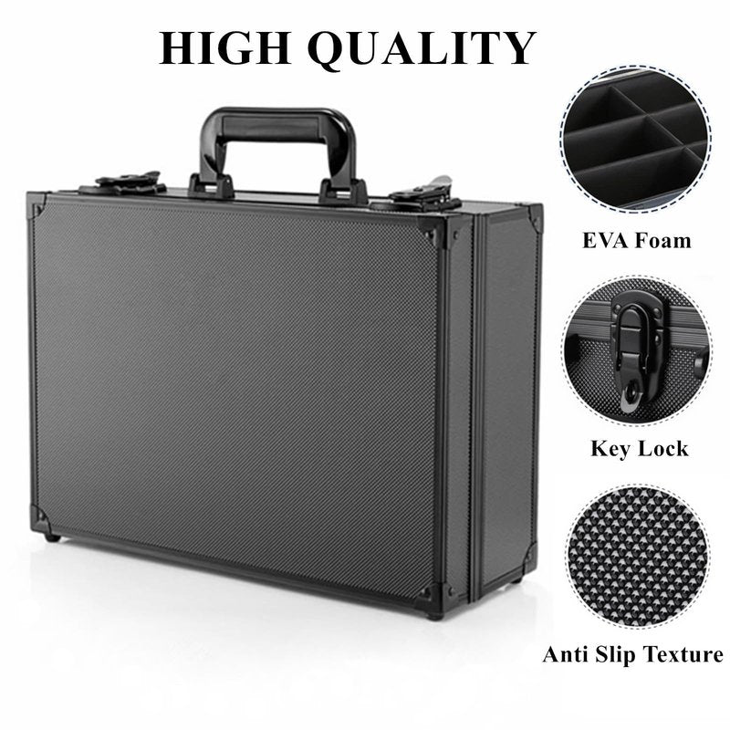 Toploaders Storage Box Hold 600+ 35PT 3"x4" Standard Toploaders, Hard Aluminum Alloy Top Loader Storage Case, Trading Card Storage Box Hold 2000+ Cards for Sports Cards (Black, Large)