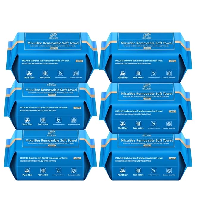 Disposable face towel, MIXUISEE thick and soft face towels, 100% cotton facial