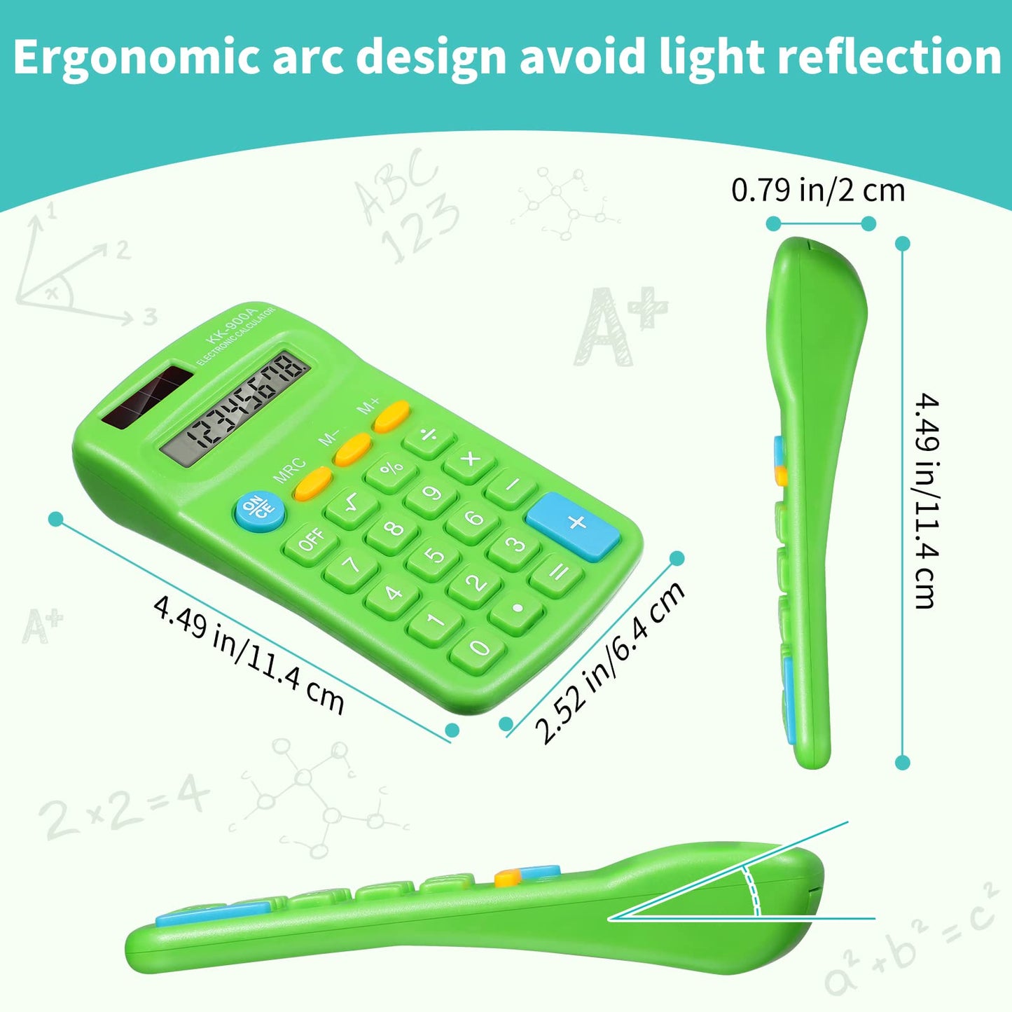 30 Pack Pocket Calculator Small Battery Powered Bulk Mini Size 4 Function Hand Held Basic Calculator for Students Kids School Home Office(Green, White, Red, Yellow, Blue, Black)