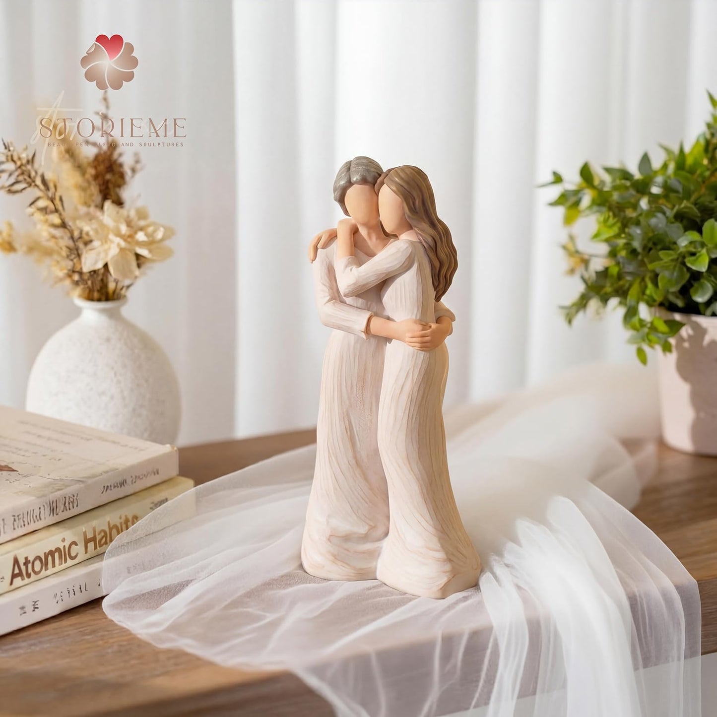 Storieme Sentimental Gifts for Mom from Daughter: Mother Daughter Hugging Resin Figurines Sculpture - Mom's Gift for Birthday Mother's Day Christmas Home Decor