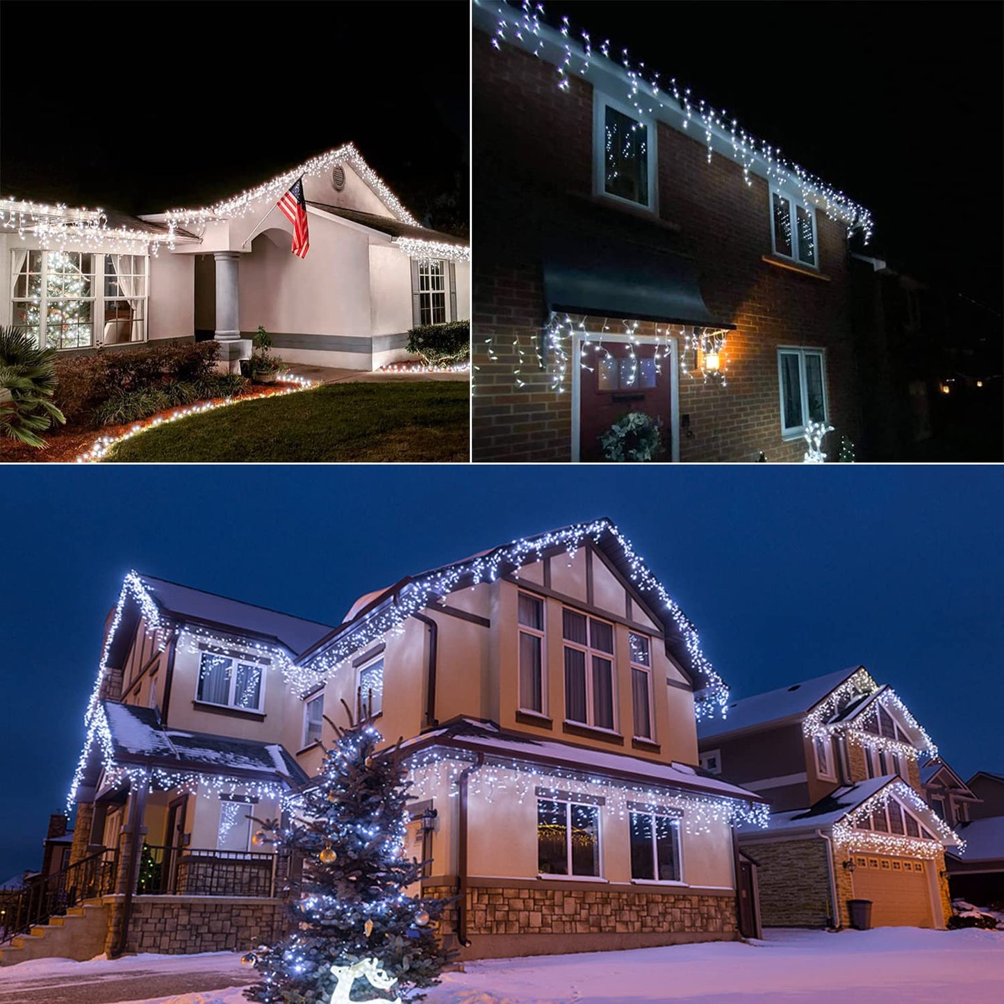 Icicle Christmas Lights Outdoor, 33ft 400 LED Icicle Lights for Outside, Plug in Twinkle Lights Indoor with 8 Modes Timer Waterproof for House Holiday Decor Wedding Christmas Decorations (Cool White)