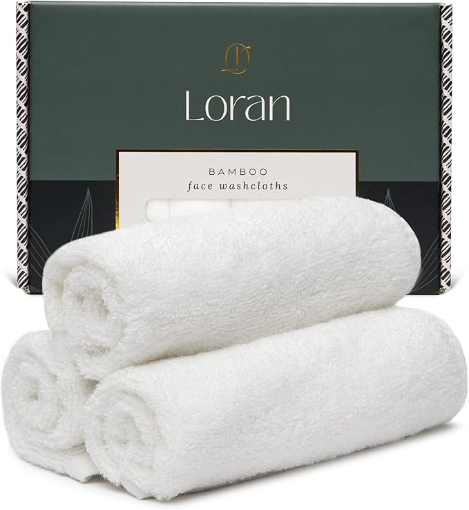 White Washcloths Set of 6 Soft Facial Cloths 10” x 10” 100% Viscose Derived