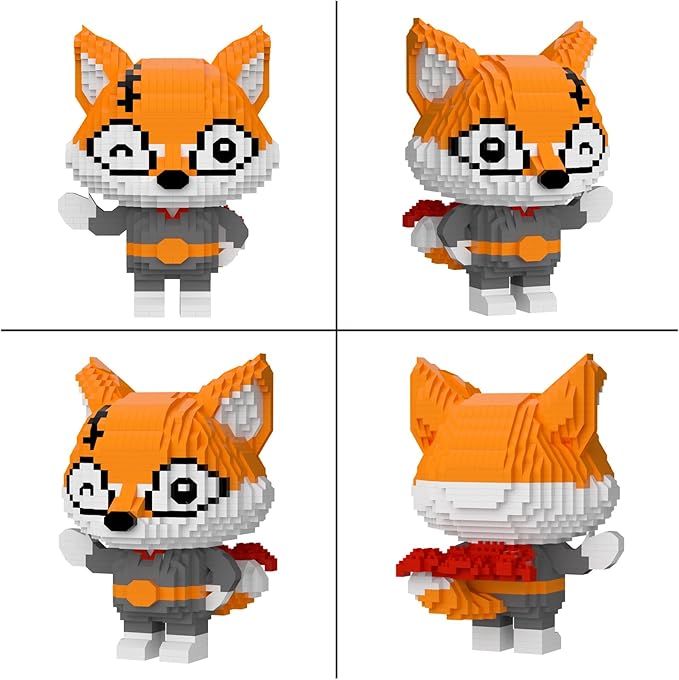 Larcele Animal Series Micro Building Blocks Animal Set DIY Mini 3D Building Toy Bricks1384 Pieces KLJM-07 (Little Fox)