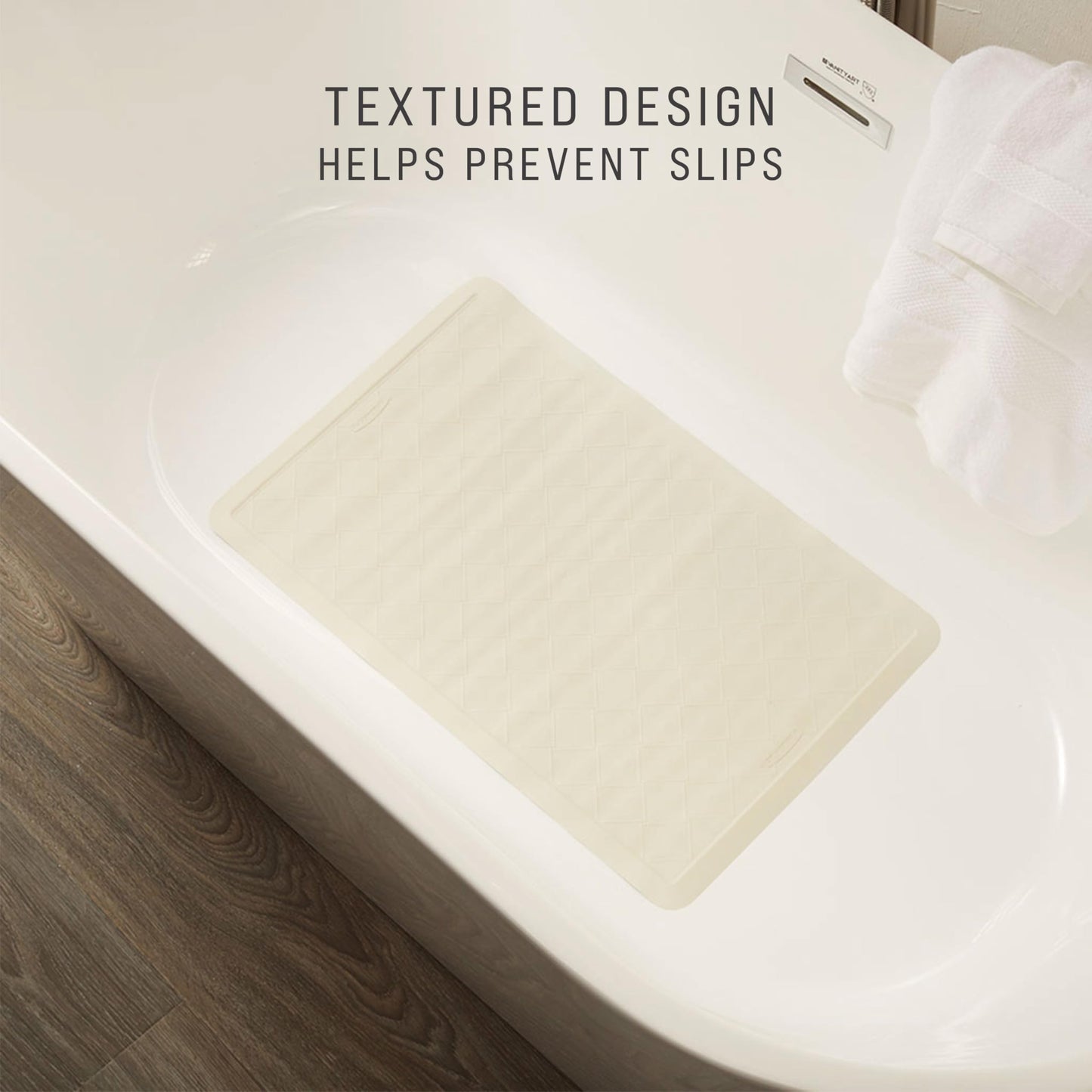 Rubbermaid Commercial Products Safti-Grip Bath Mat, Large, White, Suction-Backed, for Commercial/Residential Use for Home/Hotel/Shower/Bathtub