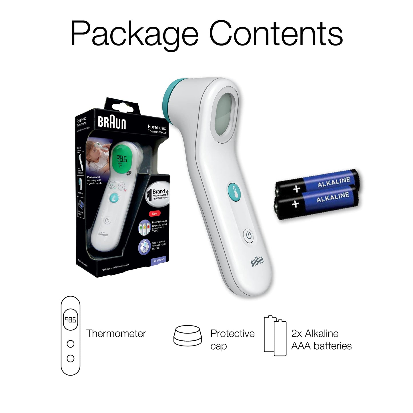 Braun Sensian Contact 5 Forehead Thermometer, Gentle Digital Thermometer for Adults and All Ages with Professional Accuracy and Color Coded Guidance