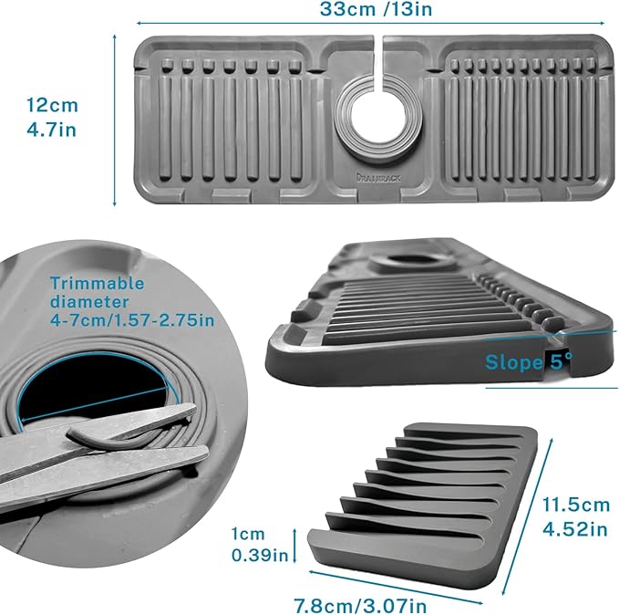 Daily Treasures 2Pack 13"x4.7" Silicone Faucet Splash Guard & Soap Dish