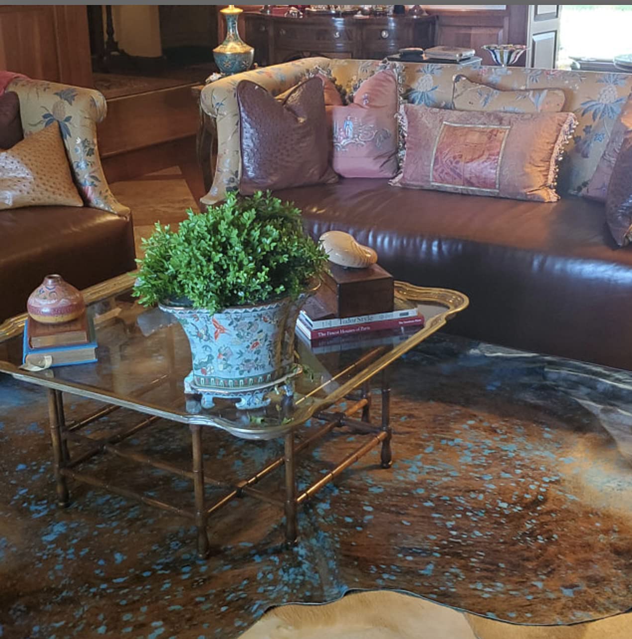 Deluxe Cowhides - Cowhide Area Rug - Turquoise Cowhide Approx 8X7 feet or 244X213cm