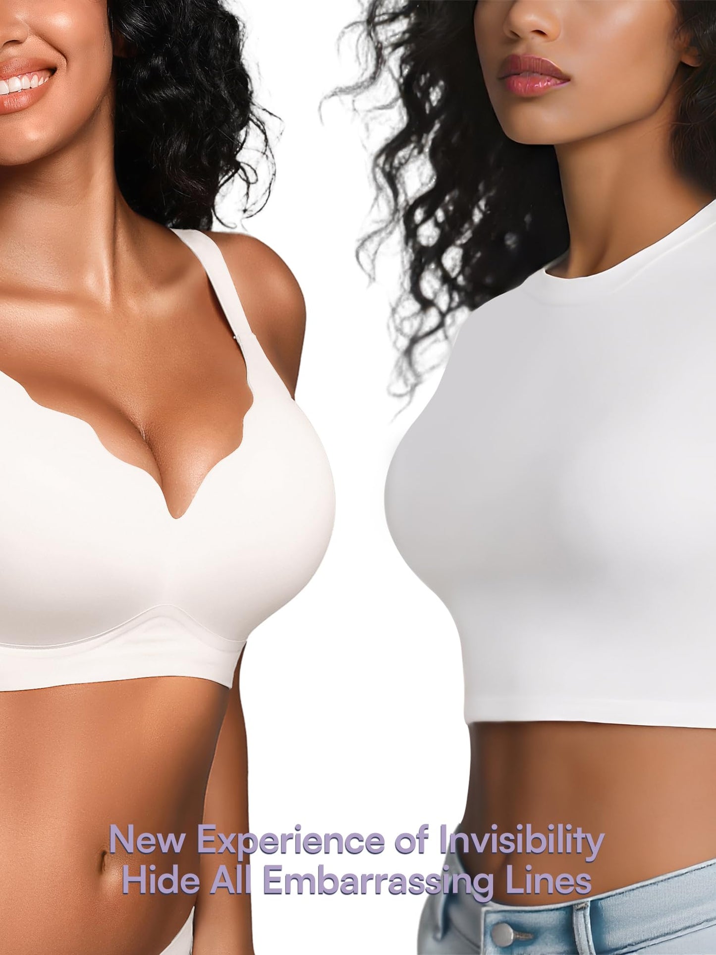 Wireless Jelly Bras for Women No Underwire with Support - S-2XL Seamless Bralettes Everyday Comfort Tshirt Padded Bra