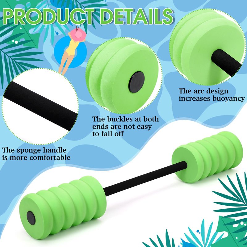 Soulchen Long Aquatic Exercise Dumbbells Foam Water Weights Dumbbell Aquatic Pool Barbells with High Density EVA Foam for Swim Water Aerobics Workouts Loss(Green,37.01 Inch)