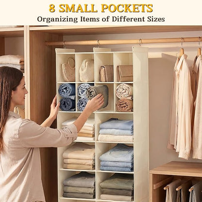 Ofiray-home 6 Tier Hanging Closet Organizer, 16 Compartments Sweater Organizer