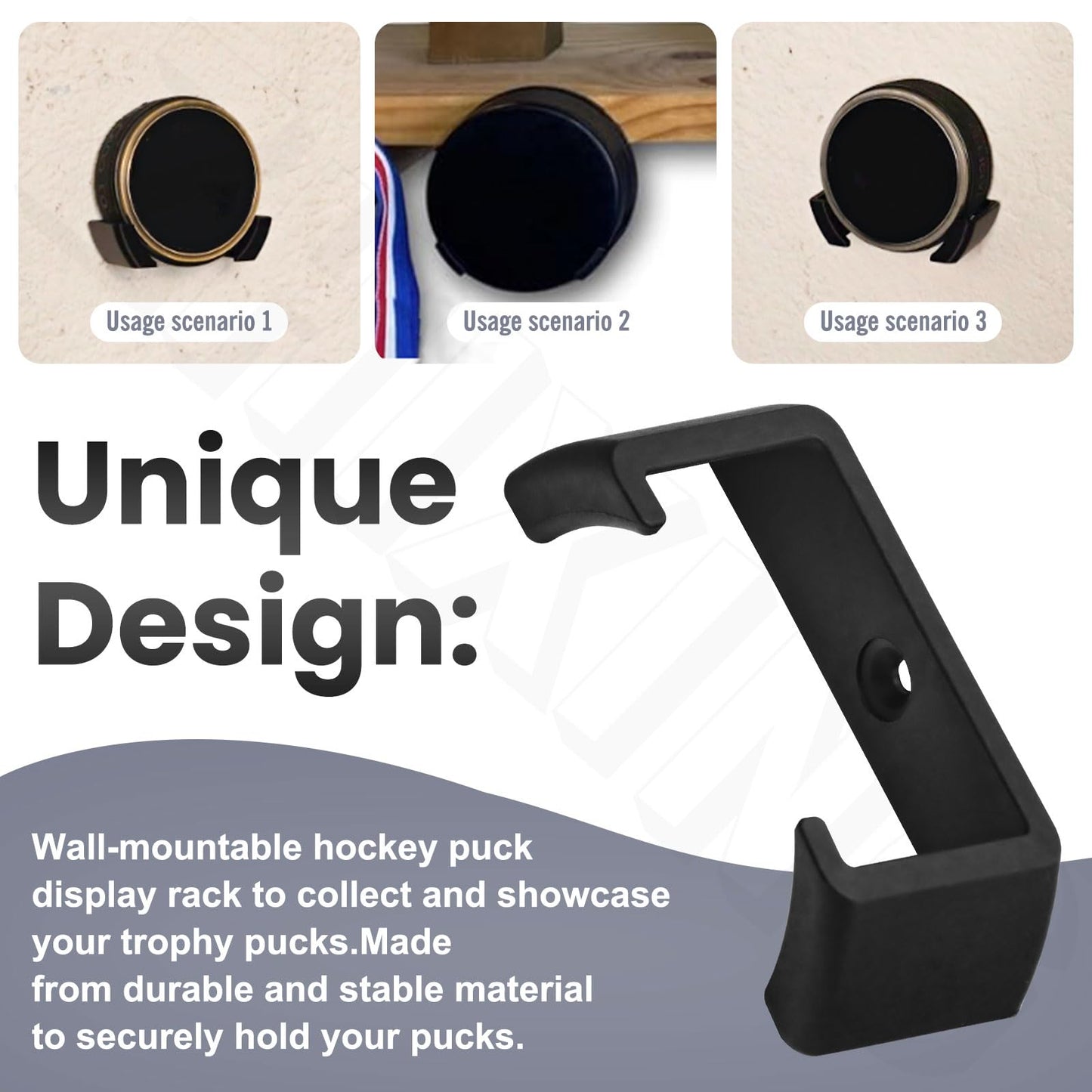 ZHIXING Hockey Puck Wall Mount Display (4 Pack) Wall Rack Holder Brackets for Collectible Pucks & Game Winning Pucks, Wall-Mountable, Holder for all Ice hockey