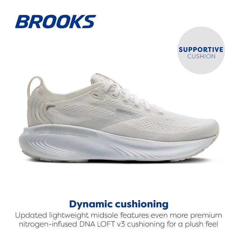 Brooks Women’s Adrenaline GTS 25 Supportive Running & Walking Shoe - White/White/Silver - 10 Wide