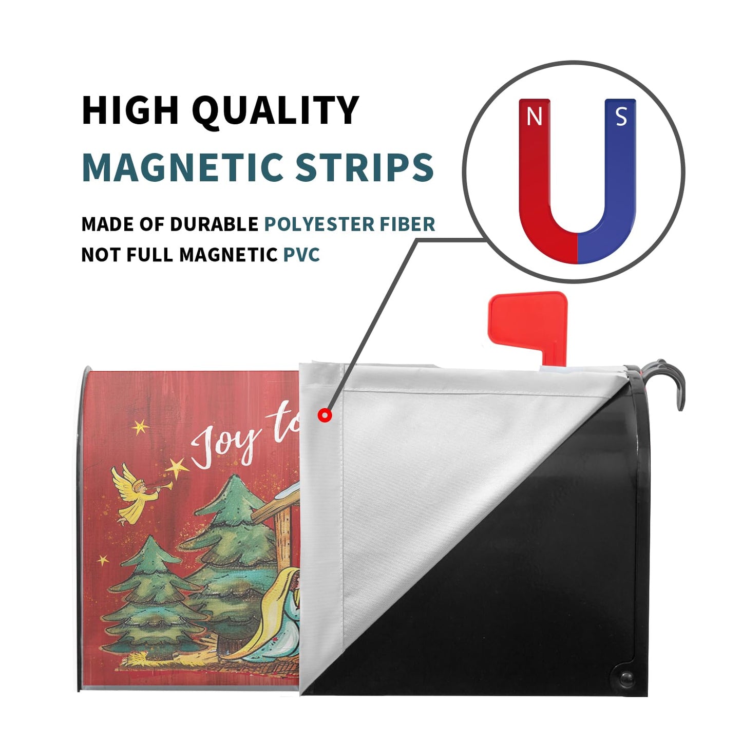 Kawani Merry Christmas Mailbox Covers Christmas Joy to The World Mailbox Wraps Magnetic Large Size 21x25.5 Inch Christmas Religious Post Letter Box Cover Winter Holiday Outdoor Decoration