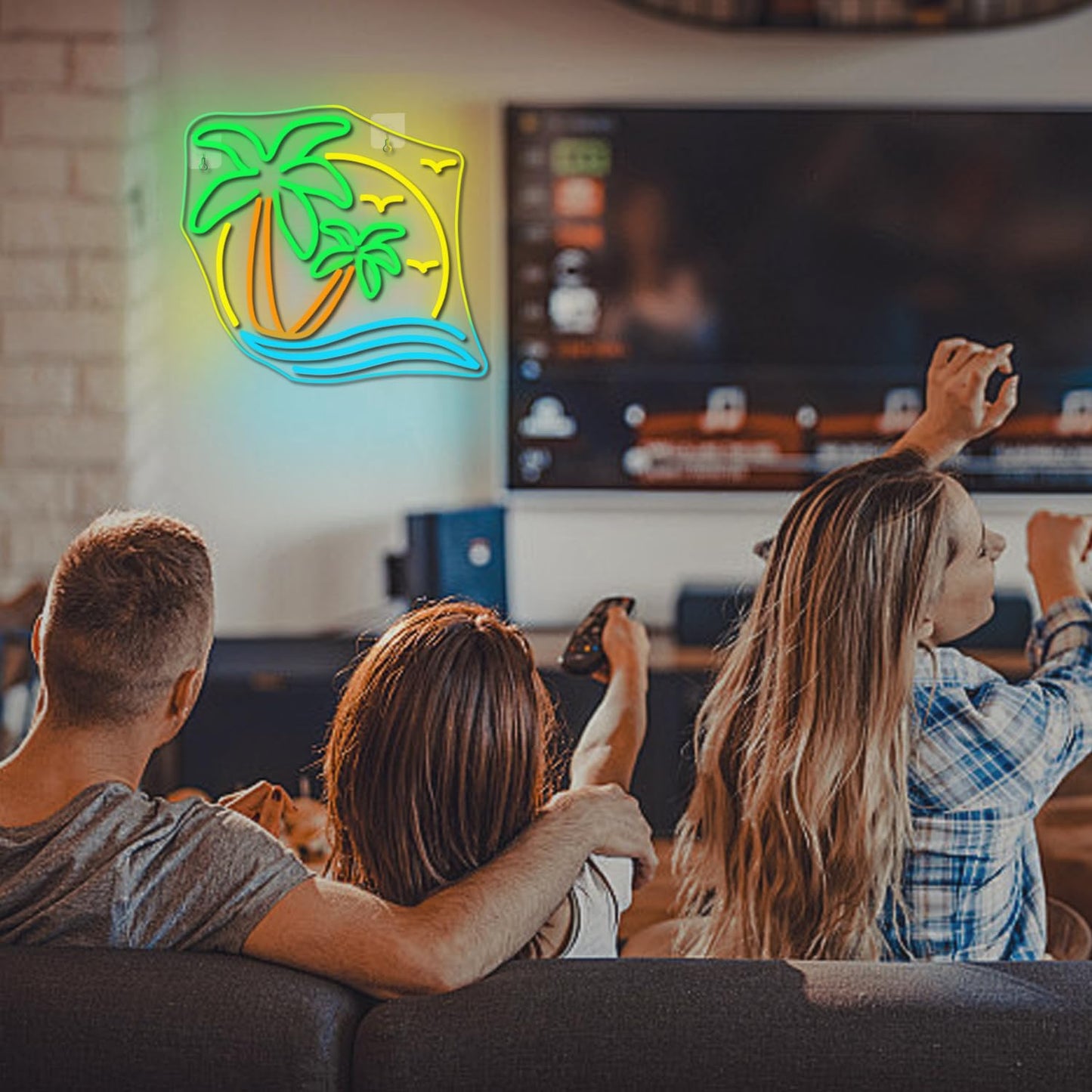 NOSUN Tropic Palm Tree Neon Signs for Wall Decor Hawaiian LED Neon Lights Coconut Tree Tropic Neon Signs for Bedroom Bar Party Men Cave Game Room Sea Neon Light Sign Tropic Wall Art Decor