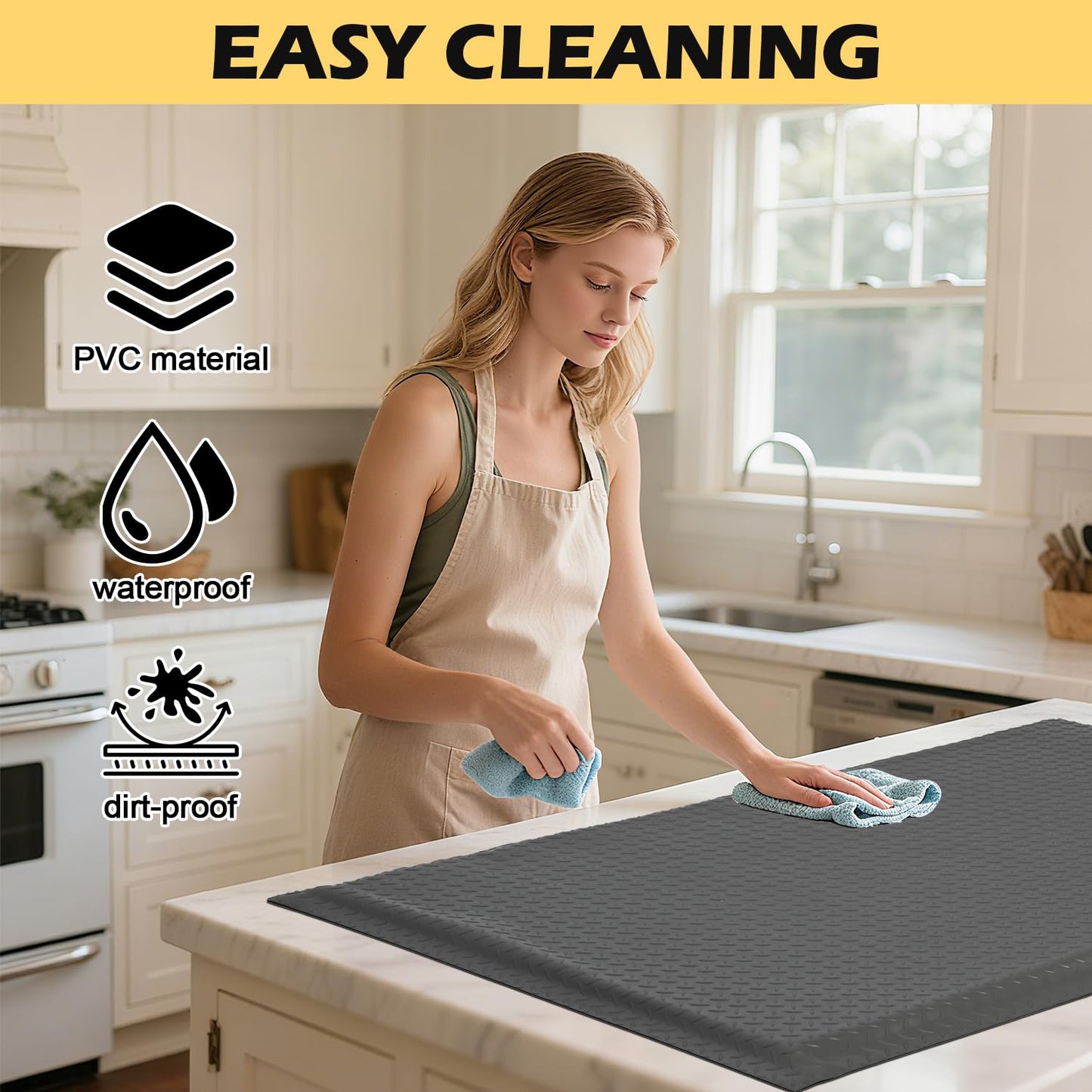 GOOFCXO Anti Fatigue Mat 2x5 Ft 15/16" Thick Soft Sponge Ergonomic Durable