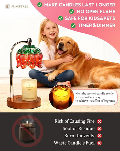 Strawberry Candle Warmer Lamp with Timer & Dimmable Brightness, House Warming Gift New Home, Candle Warming Gift for Mothers Day, Birthday Gifts for Women Mom,Flameless Wax Melt Warmer for Jar Candles