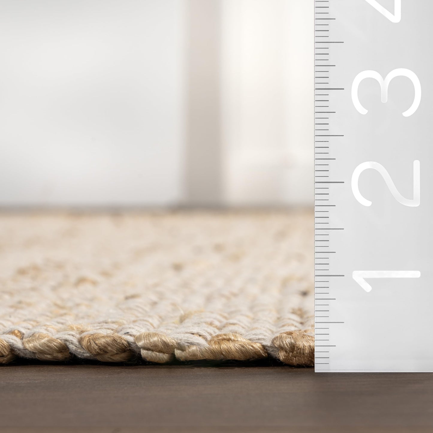 nuLOOM 12x15 Elfriede Jute & Cotton Hand Woven Area Rug, Natural, Solid Rustic Farmhouse Style, Weaved Design, Natural Fiber, For Bedroom, Living Room, Dining Room, Hallway, Office, Entryway