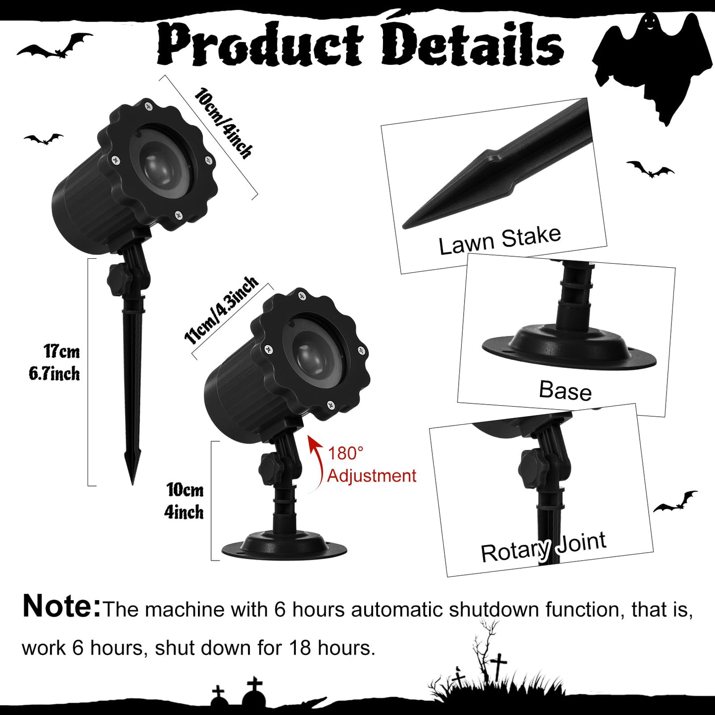 Treela Halloween Projector Lights Outdoor Cute Ghost Lights Decoration Dynamic Outside Indoor LED Landscape Lamp for Holiday Garden Supplies