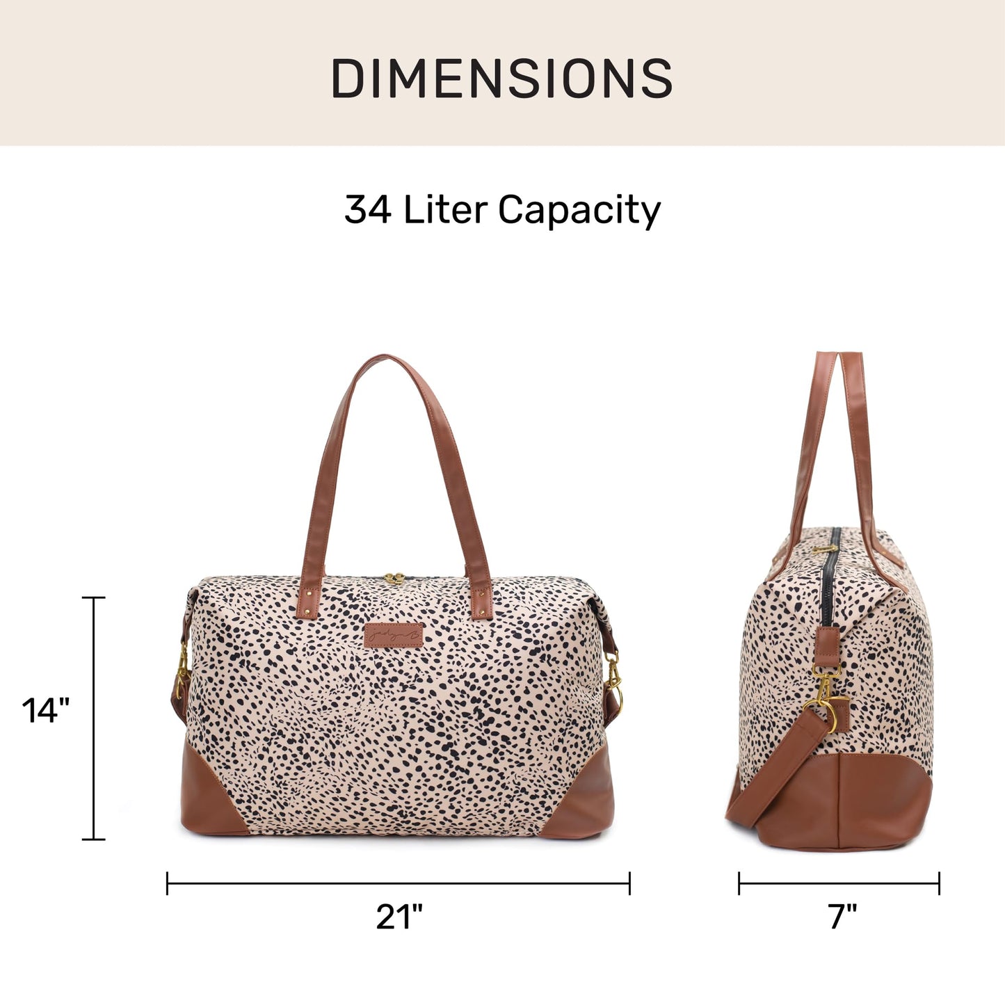 Jadyn Luna Women's Weekender Bag and Travel Duffel, Large 37 Liter Capacity (Cheetah Spot)