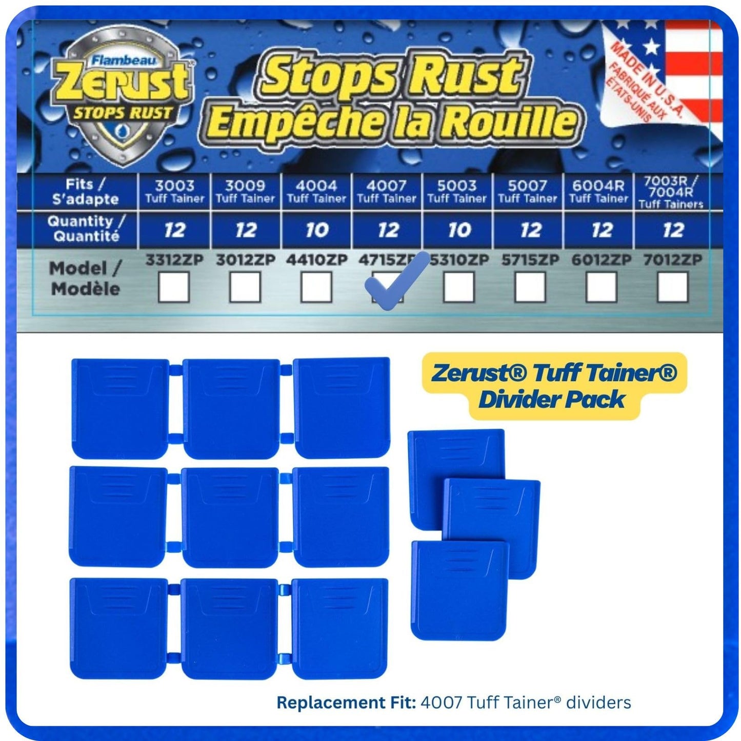 Flambeau Outdoors 4715ZP Tuff Tainer Zerust Replacement Dividers, Fits 4007s, Dry Box Accessories, 12 Pack