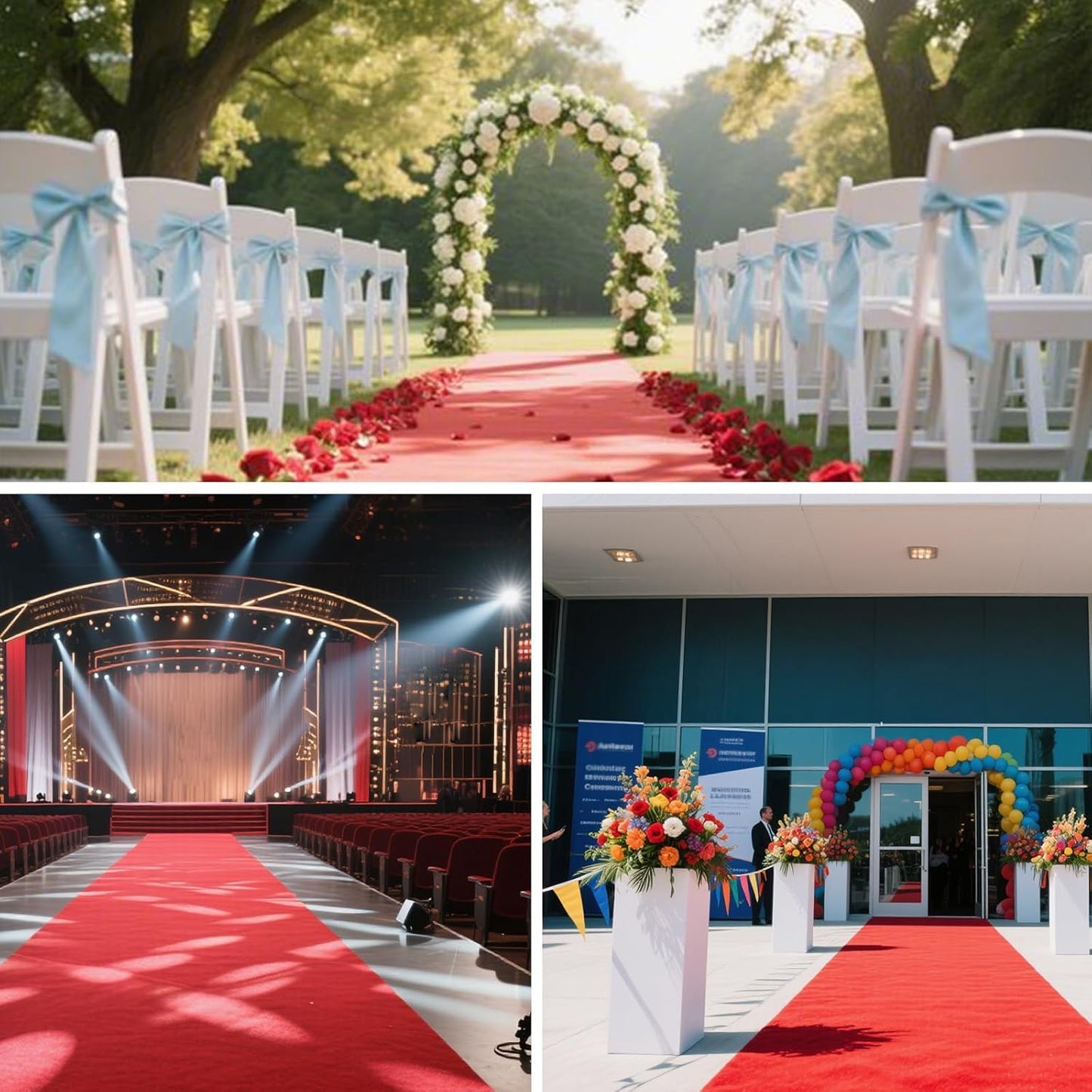 1000 GSM Extra Thick Red Carpet Runner for Partys & Events 3x10ft, Non-Slip Rubber Backed Aisle Runway Rug for Step, Proposal & Wedding Decorations, Hollywood Oscars Runway, (Red, 3x10ft)