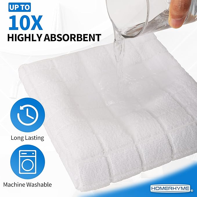 HOMERHYME White Hand Towels, 6 Pack 25''*15'' Microfiber Hand Towels