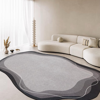 Poowe Area Rug Indoor Vintage Living Room Carpet Kitchen Washable Distressed Cloud Waves Edge Bedroom Rugs Retro Accent Throw Carpet for Office Dining Room Bathroom-Grey 4' x 6'