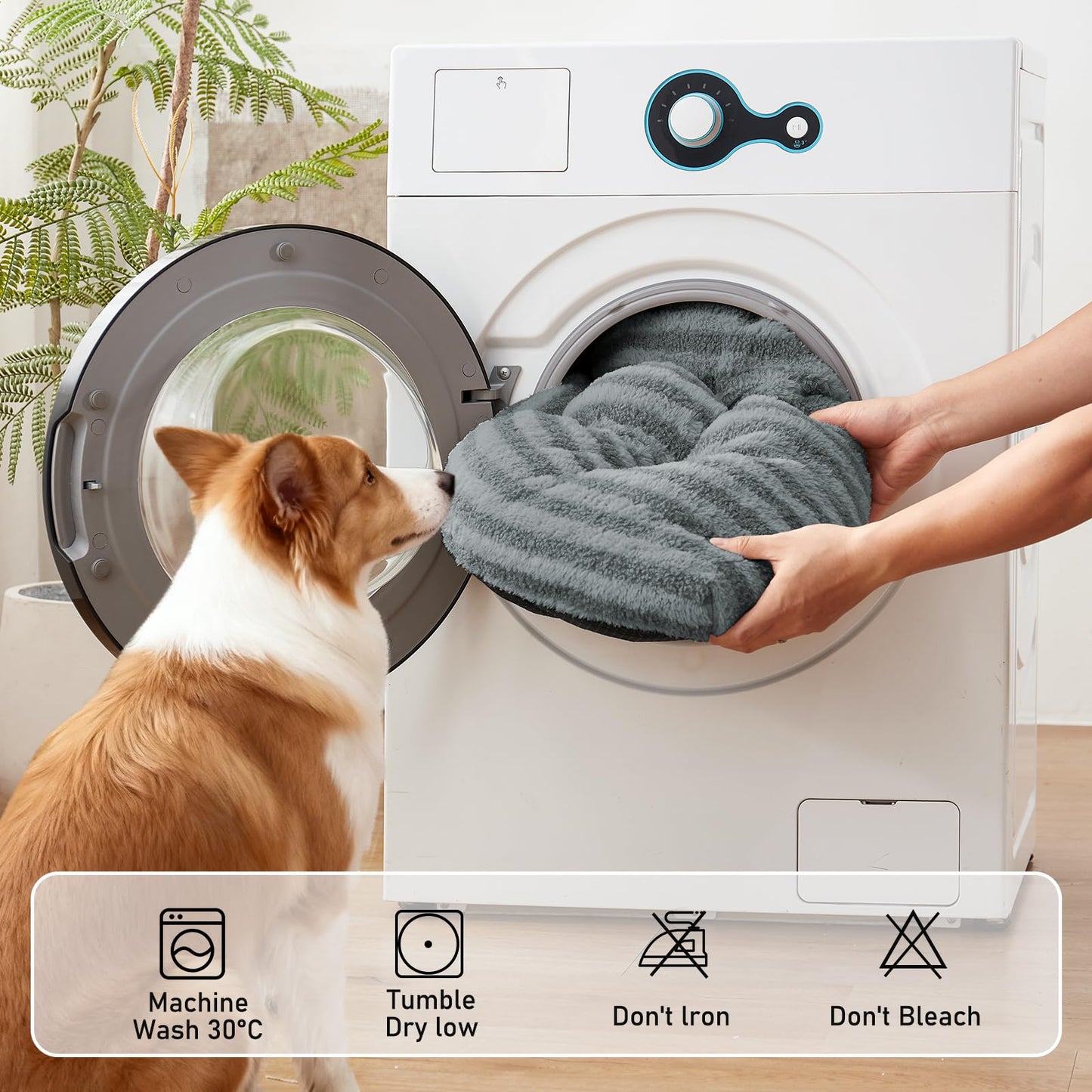 FURTIME Washable Dog Bed Large Sized Dogs, Deluxe Dog Crate Beds Comfy Fluffy Kennel Pad Anti-Slip Pet Sleeping Mat, Machine Washable Dogs Pillow, 35"x23"x3.5", Gray