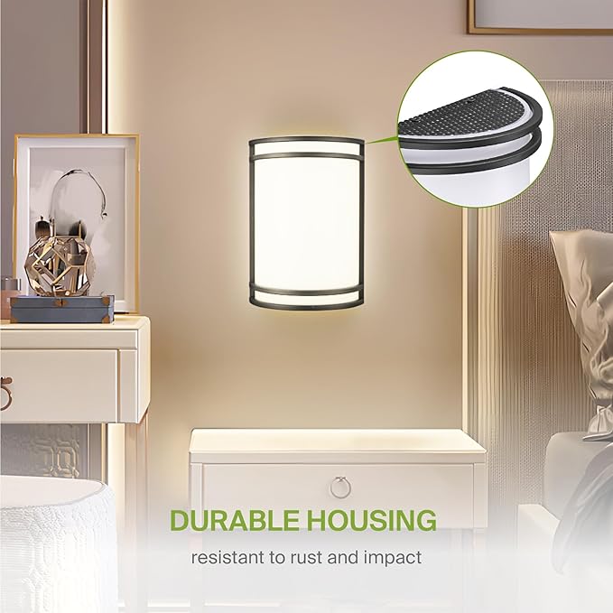 ASD LED Indoor Wall Mount Light Fixture - 10 Inch Modern Interior Matte Black Wall Sconce Lighting - 3000K 4000K 5000K Adjustable - Half Cylinder Hallway Light Fixture - ETL & Energy Star 4 Pack