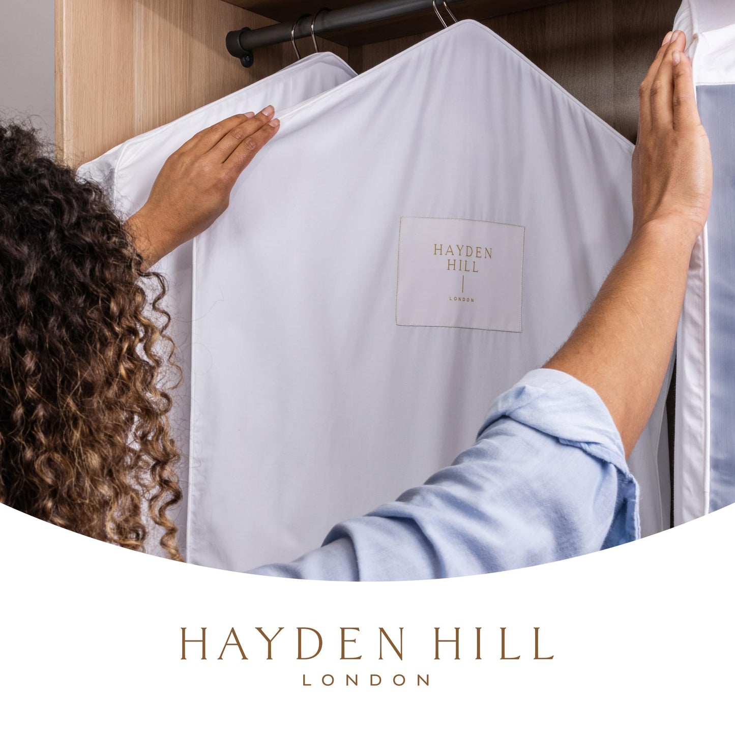 Hayden Hill Luxury Organic Cotton Garment Storage Bag - Short 40 Inch - Breathable Hanging Clothes Bag for Short Dresses, Jackets & Suit Bags for Closet Storage - Certified Carbon Neutral