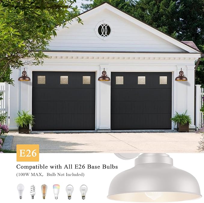 Outdoor Gooseneck Barn Lights Outdoor Wall Sconces Farmhouse Exterior Wall Mount Light Vintage Wall Lighting Fixture Industrial Bronze Lantern for Porch Entryway Garage Patio, 2 Pack