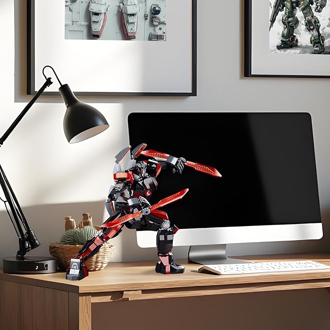 Black Wanderer Mech Building Set 585 Pieces Dark Robot Action Figure with 2 Weapon Modes Ronin Destroyer Model Kit Anime Gift for Adults Teens