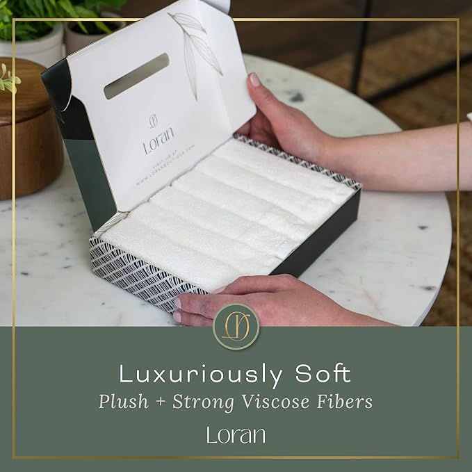 White Washcloths Set of 6 Soft Facial Cloths 10” x 10” 100% Viscose Derived