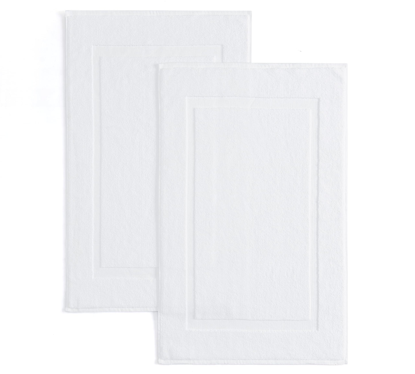 Casual Living White Cotton Bath Mats Set of 2 Towel Mats for Bathroom Floor Banded Rugs Soft Absorbent Ring Spun Cotton Washable Essentials Bathroom Shower Accessories, 34-inch x 21-inch, White